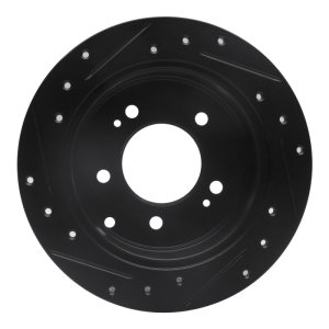 Kia Soul Brake Rotor (1) - Rear Right - R1 Concepts - Drilled & Slotted - Black - `10-`13